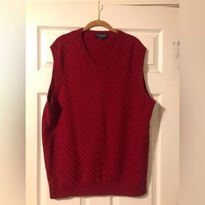 Roundtree & Yorke Sleeveless V-Neck Sweater Red Mens 2XT Big & Tall